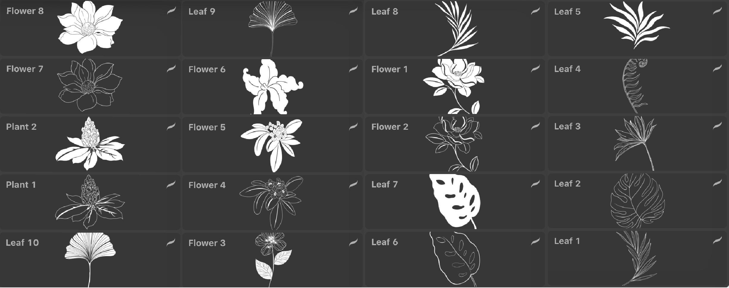 Procreate Floral Stamp Brush Set (Leaves & Flowers) 20 brushes