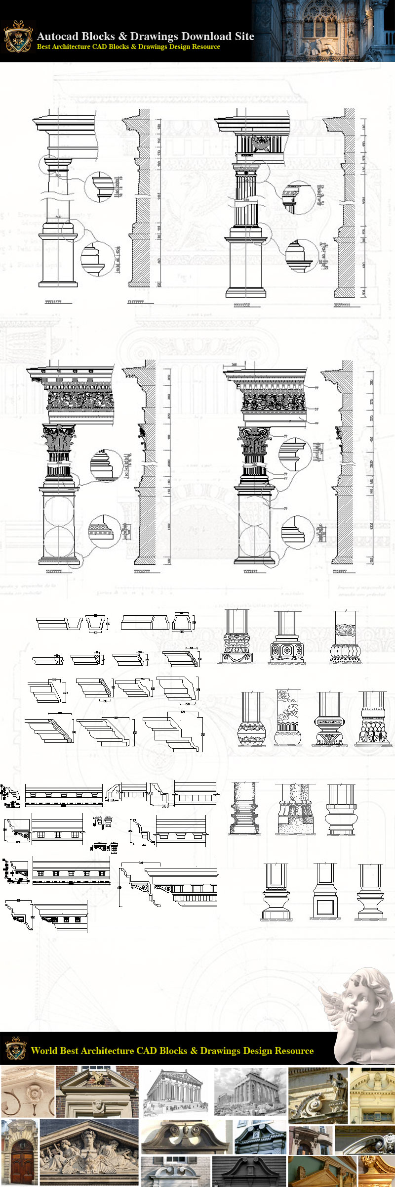 Free Cad Blocks Drawings Details Download Architectural Decoration Elements Cad Blocks Bundle V 2