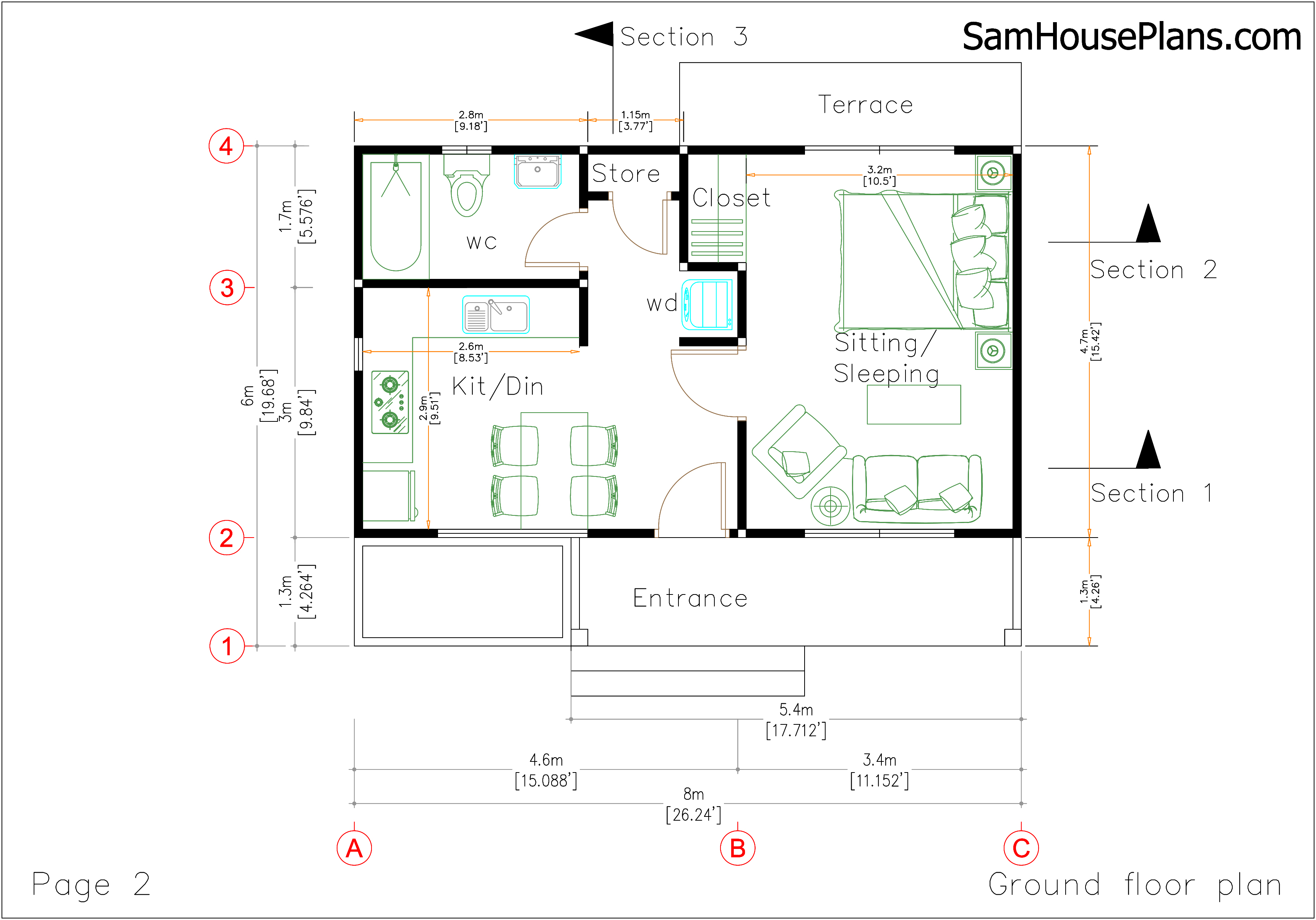 Beautiful Small House 23x20 Ft One Bed 8x6 M Shed roof