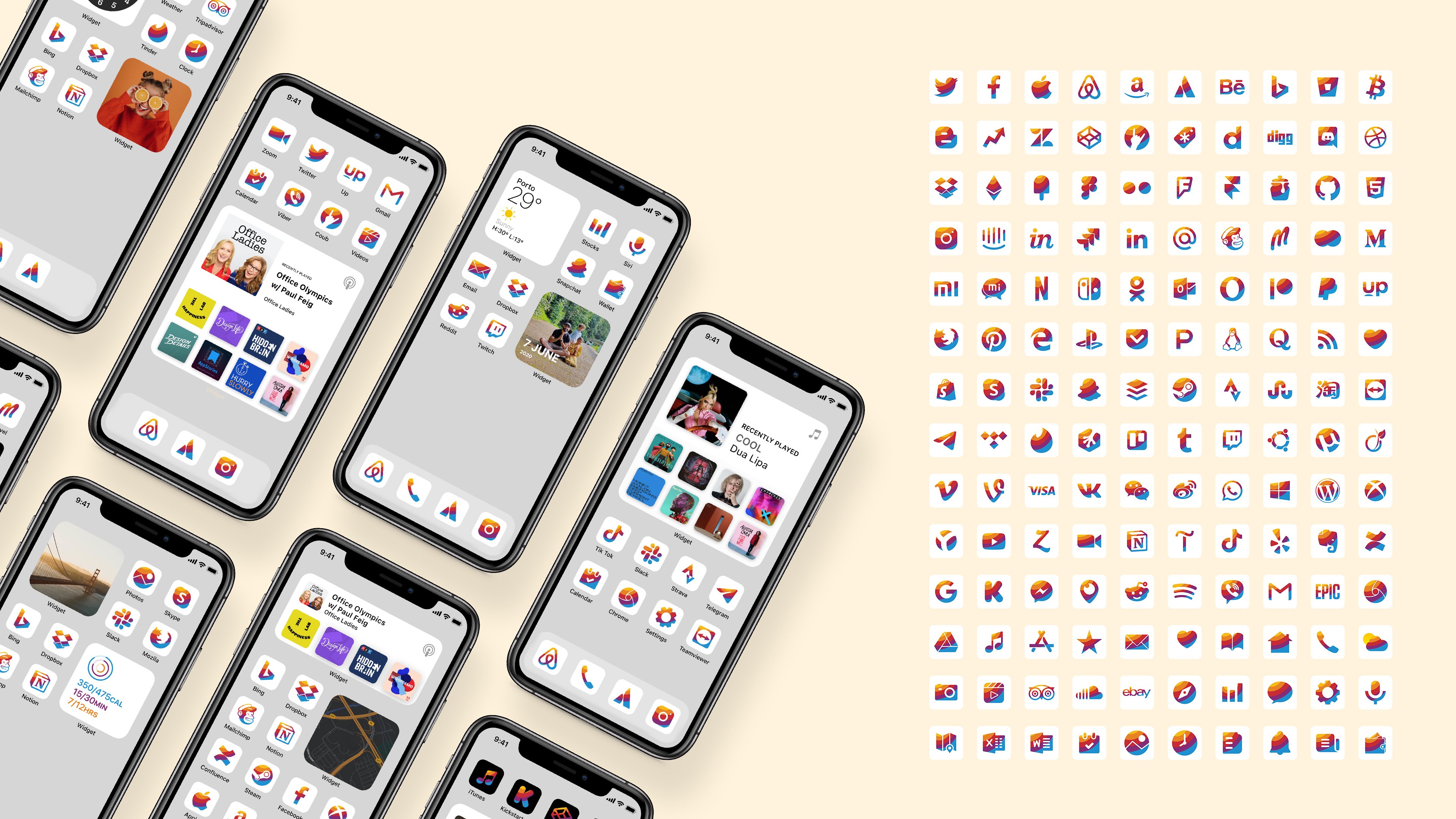 Ios 14 Retro Icon Pack - 140 Icons - 15 Color Styles